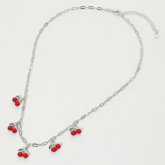 Sterling Silver Cherry Station Necklace - Picture 2 of 3